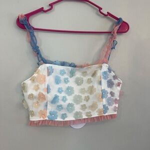 Boutique Colorful Flower Crop Top